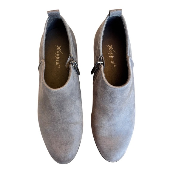 Xappeal Ankle Boots Womens 6 Gray Faux Suede Block Heel Booties‎ Zip Up - Picture 4 of 11